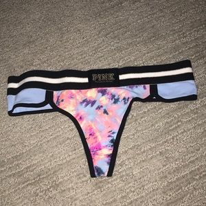 PINK Brand Tie Dye Logo Thongs